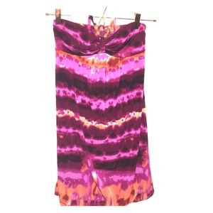 Orange & Purple Tie-Dye Style Beachy Halter Dress